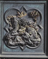 Agony in the Garden, trettonde panelen av North Doors of the Baptistery of San Giovanni, 1403-24 (brons)